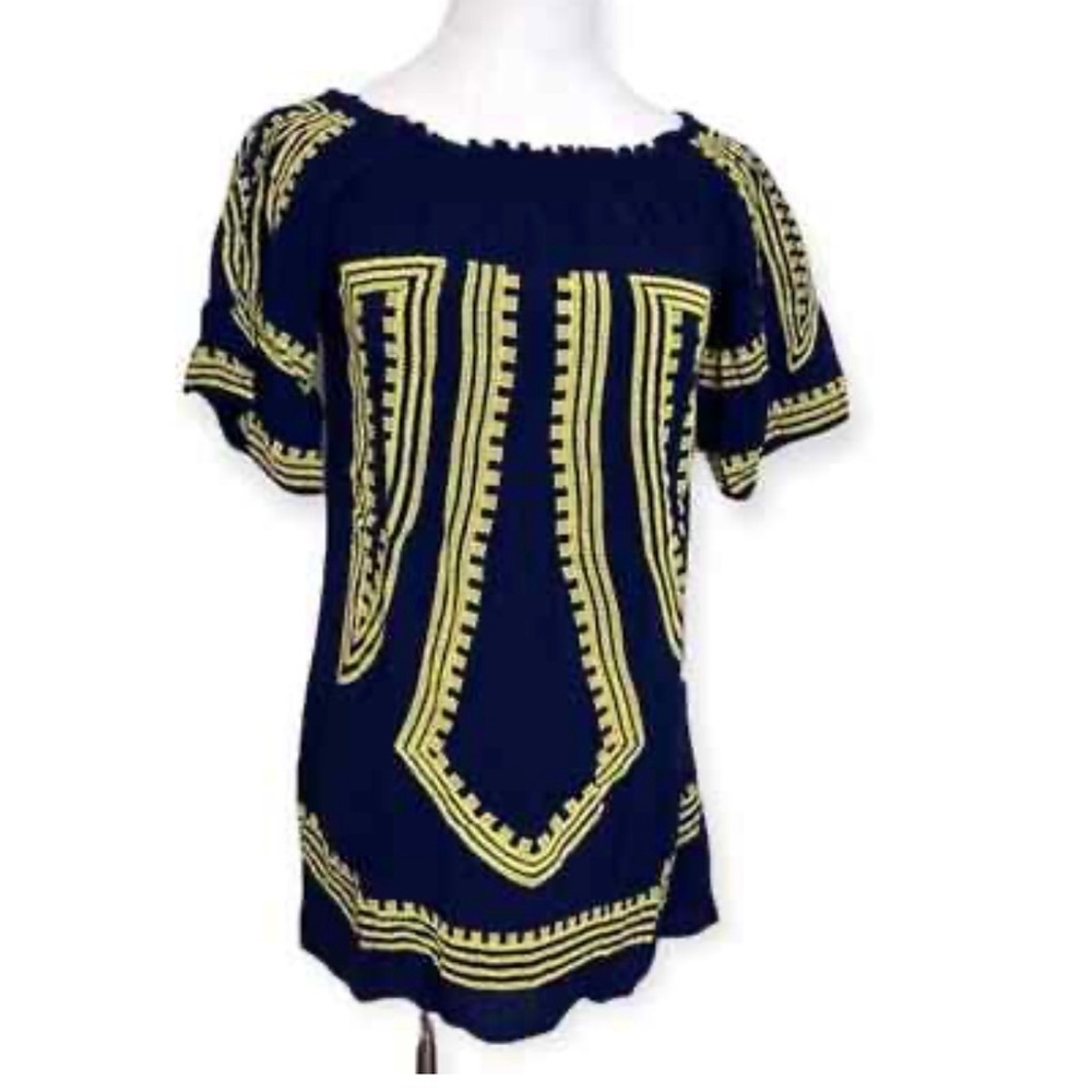 Chelsea & Violet Navy and Yellow Blouse